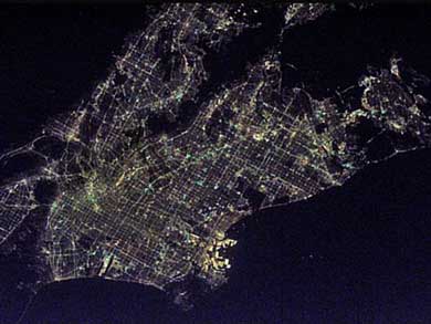 Свет ночных городов. Вид из МКС. Лос-Анджелес.