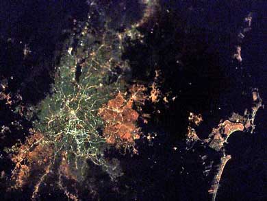 Свет ночных городов. Вид из МКС. Сан Пауло.