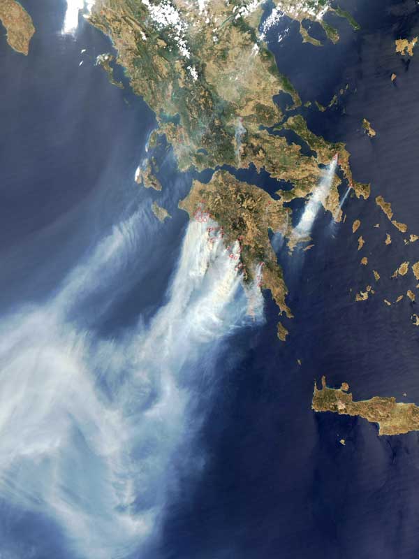 Пожары в Греции. 28 августа 2007 года.