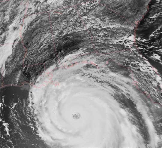 Ураган Katrina. Снимок 28 августа 2005 года (NOAA 17, UTC 16.53)