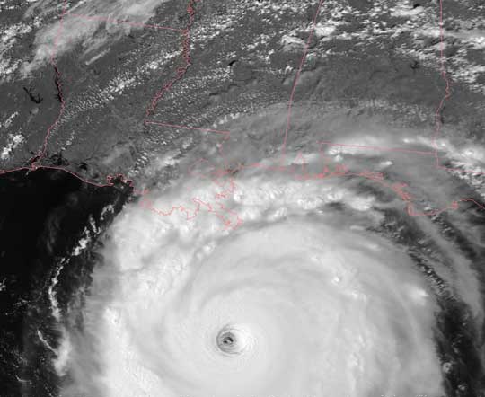 Ураган Katrina. Снимок 28 августа 2005 года (NOAA 18, UTC 19.53)