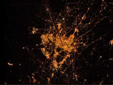Свет ночных городов. Вид из МКС. Сеул.